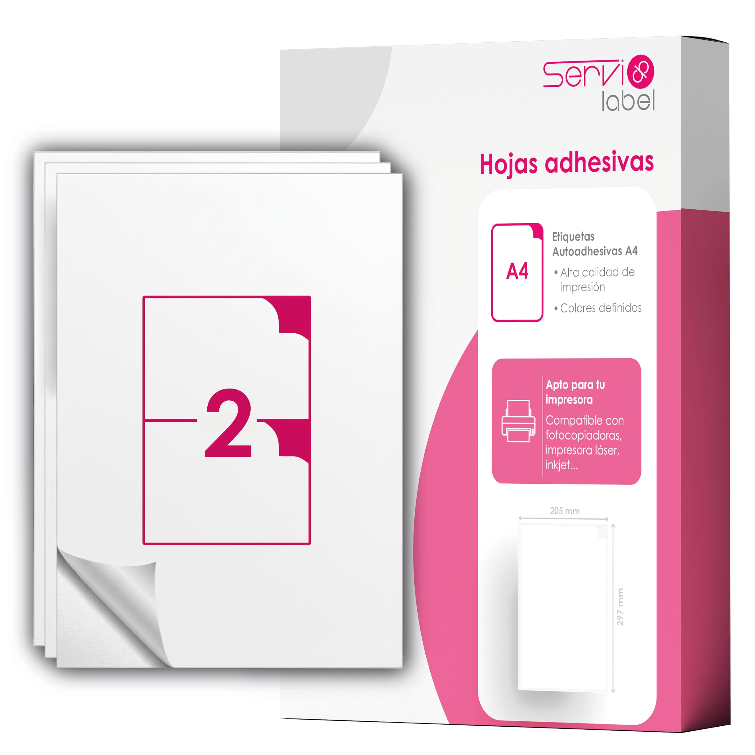 HOJA ADHESIVA A4 | 2 ETIQUETAS por HOJA