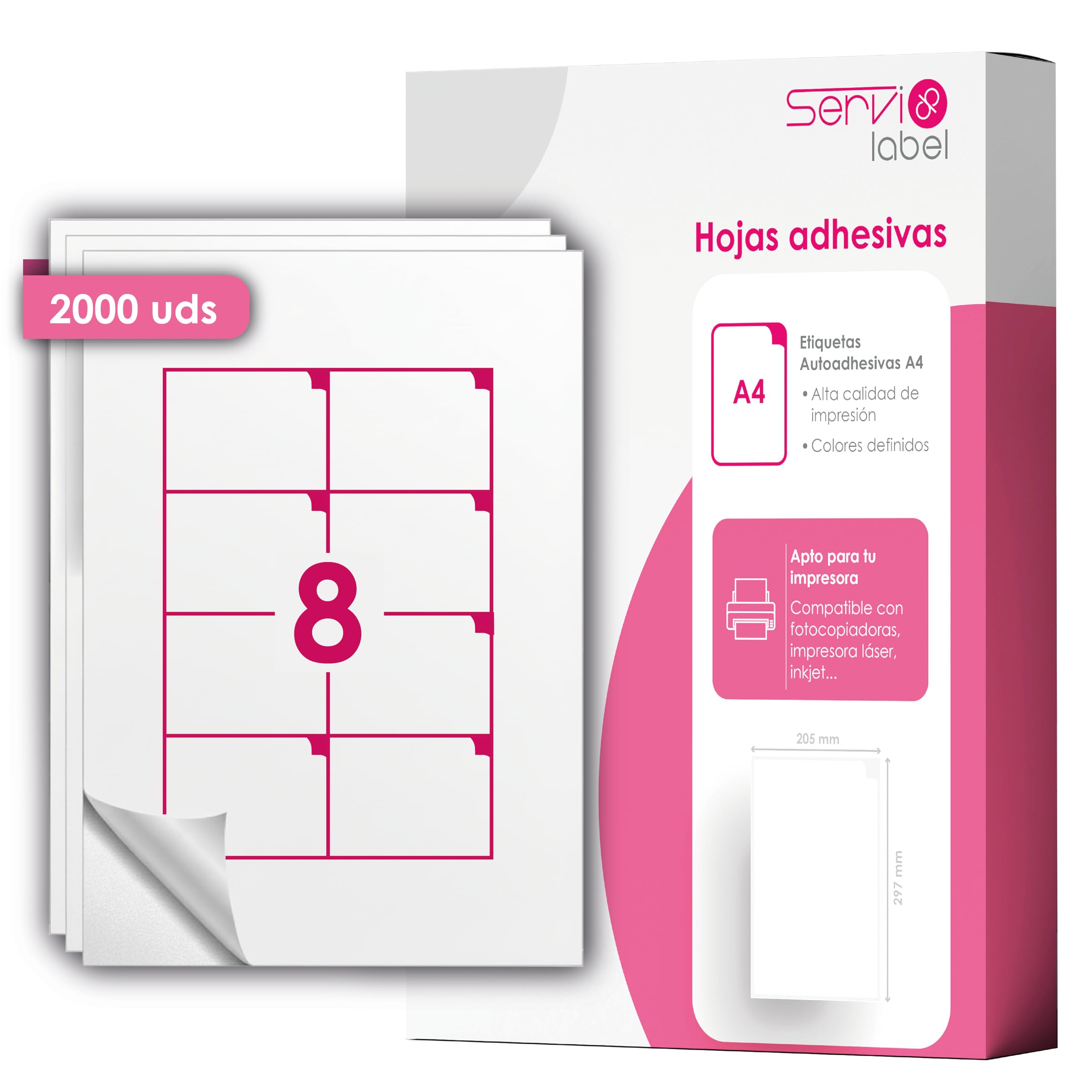 HOJA ADHESIVA A4 | 8 ETIQUETAS por HOJA